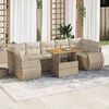 vidaXL Set Divano da Giardino 8 pz con Cuscini Beige in Polyrattan