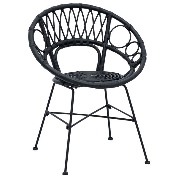vidaXL Sedia da pranzo 2 pcs Nero 65 x 55,5 x 81 cm Rattan e Ferro