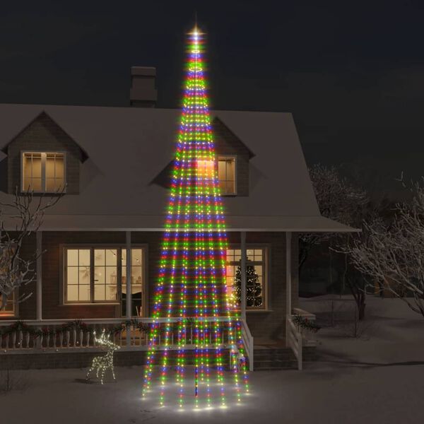 vidaXL Albero di Natale Pennone Colorato 1134 LED 800 cm