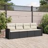 vidaXL Set Divani da Giardino 4 pz con Cuscini Nero in Polyrattan