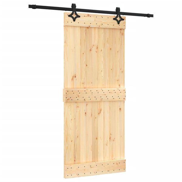 vidaXL Porta Scorrevole con Set Hardware 90x210 cm Legno Massello Pino