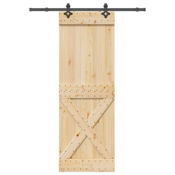 vidaXL Porta Scorrevole con Set Hardware 80x210 cm Legno Massello Pino