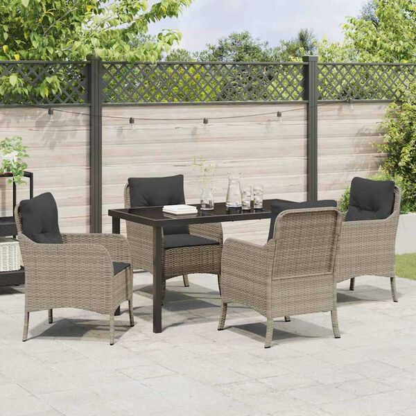 vidaXL Set da Pranzo per Giardino 5 pcs Grigio chiaro polyrattan