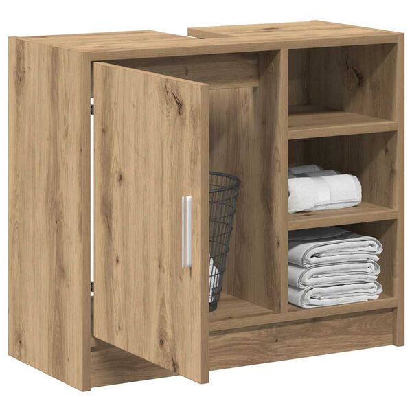 vidaXL Mobile da Bagno con porta Rovere artigianale 63 x 29 x 55 cm