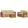 vidaXL Set divani 6 pcs Naturale e Beige Legno di Acacia Massello