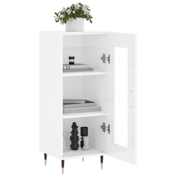 vidaXL Credenza Bianco Lucido 34,5x34x90 cm in Legno Multistrato