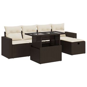 vidaXL Set Divano da Giardino 6 pz con Cuscini Marrone in Polyrattan