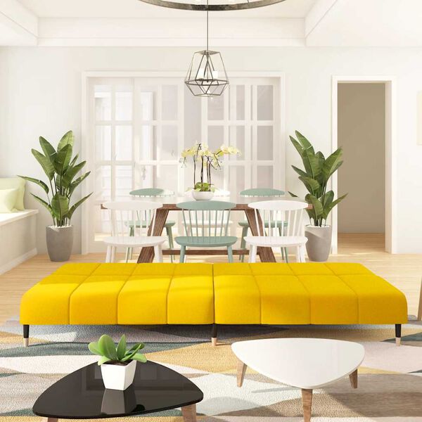 vidaXL Divano Letto a 2 Posti Giallo in Velluto