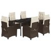 vidaXL Set da Pranzo da Giardino 7pz con Cuscini in Polyrattan Marrone