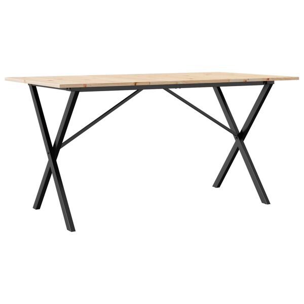 vidaXL Tavolo da Pranzo Telaio a X 160x80x75 cm Legno Pino e Acciaio