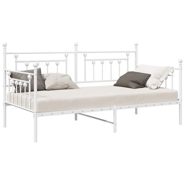 vidaXL Struttura per letto di giorno Bianco 90 x 190 cm Acciaio