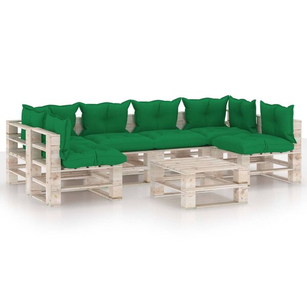 vidaXL Set Divani da Giardino Pallet 7 pz con Cuscini in Legno di Pino