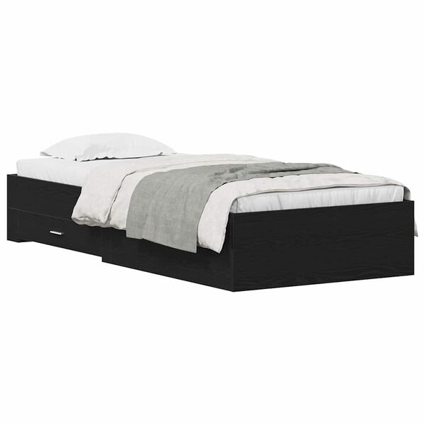 vidaXL Struttura del letto Rovere Nero 90 x 190 cm Legno multistrato