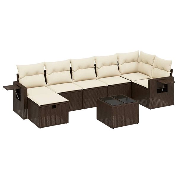 vidaXL Set Divani da Giardino 8 pz con Cuscini Marrone in Polyrattan