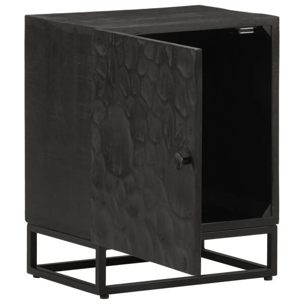 vidaXL Comodino Nero 40x30x50 cm in Legno Massello di Mango e Ferro
