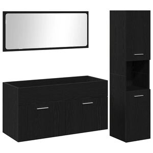 vidaXL Set di mobili per il bagno 3 pz Rovere Nero 90 x 38,5 x 46 cm