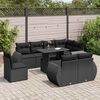 vidaXL Set Divani da Giardino 9 pz con Cuscini Nero in Polyrattan