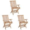 vidaXL Sedia da giardino pieghevole 3 pz Naturale Legno di teak solido
