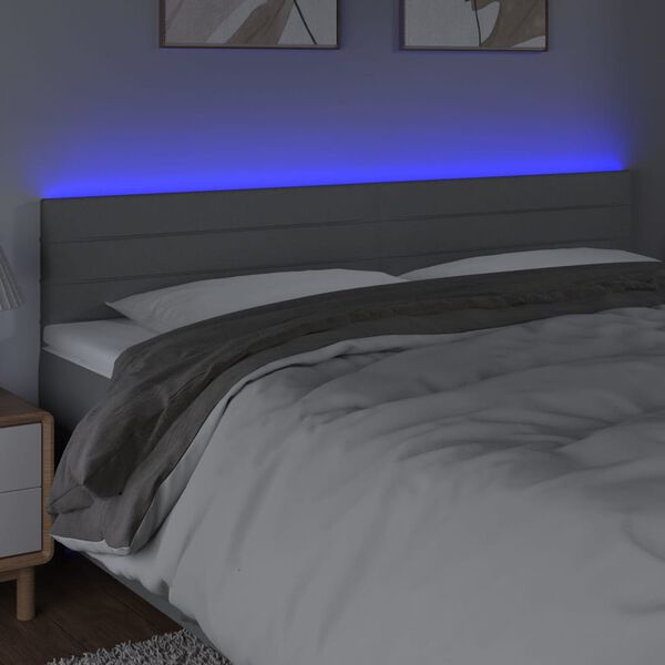 vidaXL Testiera a LED Grigio Chiaro 160x5x78/88 cm in Tessuto