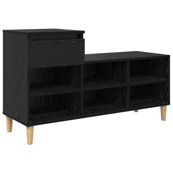 vidaXL Mobile per scarpe con cassetto Rovere Nero 102 x 36 x 60 cm