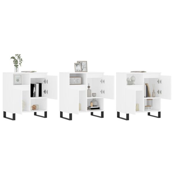 vidaXL Credenze 3 pz Bianco in Legno Multistrato