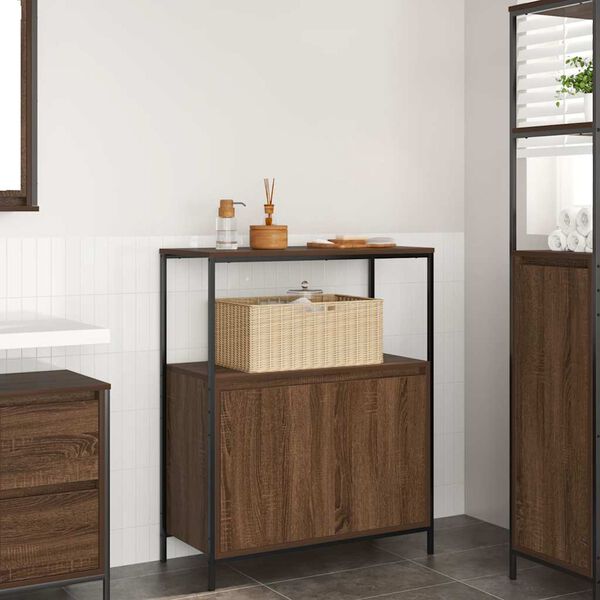 vidaXL Mobile da Bagno con Ripiani Rovere Marrone 76,5x35x95 cm
