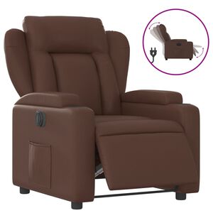 vidaXL Poltrona Reclinabile Elettrica Marrone in Similpelle