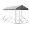vidaXL Cuccia Cani da Esterno Tetto Argento 2x6x2,5 m Acciaio Zincato