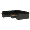 vidaXL Set Divani da Giardino 12 pz con Cuscini Nero in Polyrattan