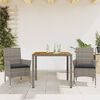 vidaXL Set Pranzo da Giardino 3pz con Cuscini Polyrattan Acacia Grigio