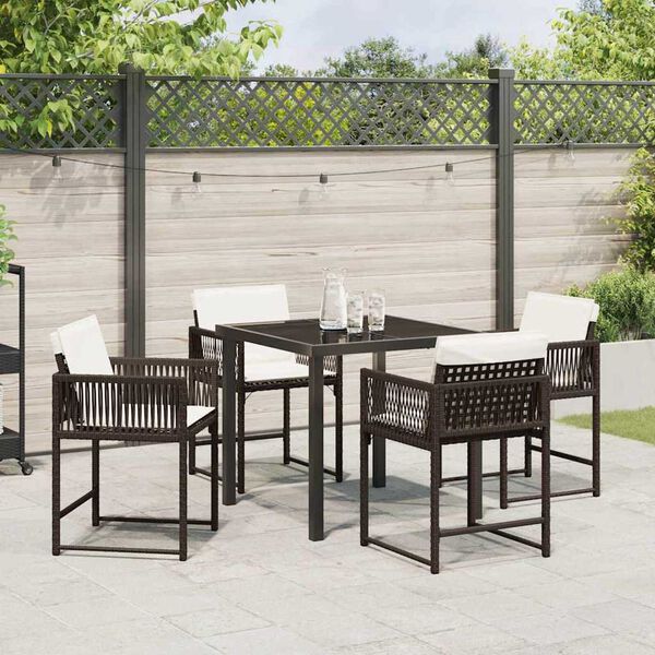 vidaXL Set da Pranzo per Giardino 5 pcs Marrone polyrattan