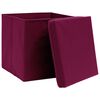 vidaXL Contenitori con Coperchi 10 pz 28x28x28 cm Rosso Scuro