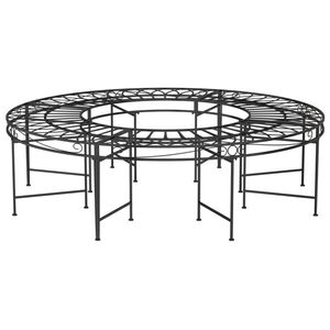 vidaXL Panchina per Albero Circolare &Oslash;160 cm Nera in Acciaio