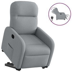 vidaXL Poltrona Reclinante Alzapersona Elettrica Grigio Chiaro Tessuto
