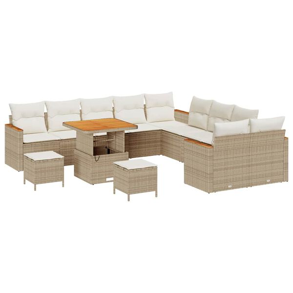 vidaXL Set Divano da Giardino 13 pcs Beige polyrattan