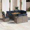 vidaXL Set Divano da Giardino 9 pz con Cuscini Grigio in Polyrattan
