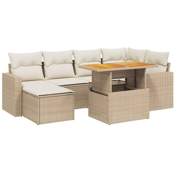 vidaXL Set Divani da Giardino 11 pz con Cuscini Beige in Polyrattan