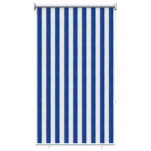 vidaXL Tenda a Rullo Esterno Blocco UV 90% Strisce Blu e Bianche HDPE