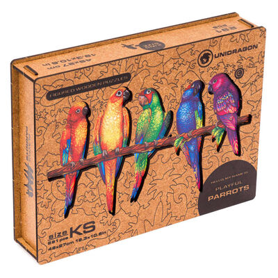 UNIDRAGON Puzzle in Legno 291 pz Playful Parrots King Size 49x27 cm