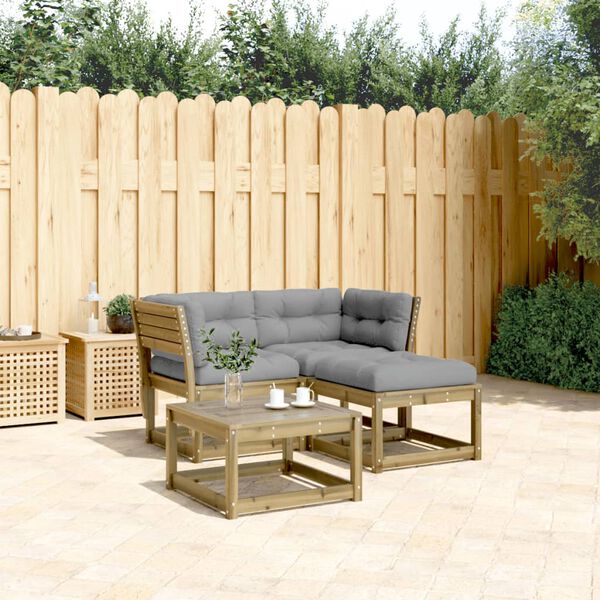 vidaXL Set Divani da Giardino 3pz con Cuscini Legno Impregnato di Pino