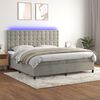 vidaXL Letto a Molle Materasso e LED Grigio Chiaro 200x200 cm Velluto