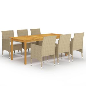 vidaXL Set Mobili da Pranzo per Giardino 7 pz Beige