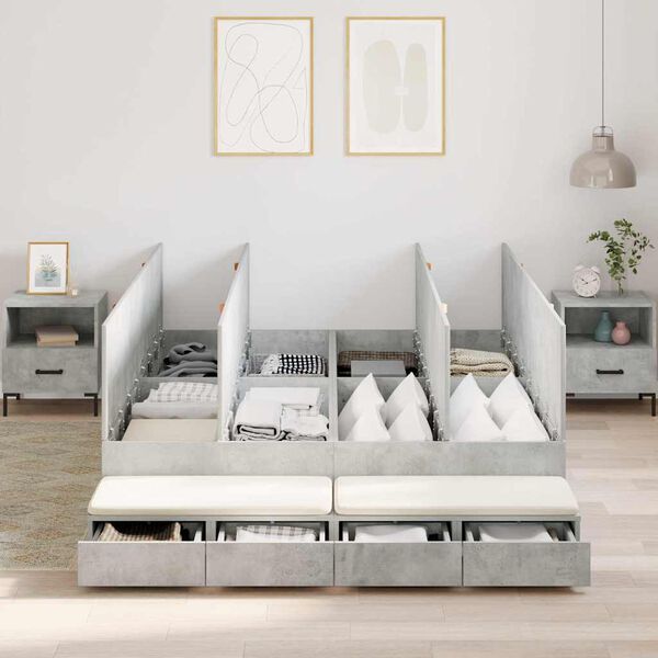 vidaXL Struttura letto con contenitore Grigio cemento 140 cm
