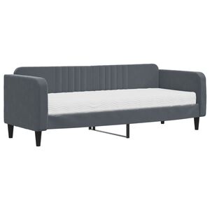vidaXL Divano Letto con Materasso Grigio Scuro 80x200 cm in Velluto