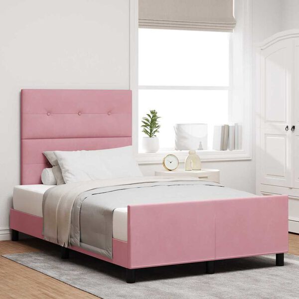 vidaXL Letto a molle con testiera Rosa 120 x 190 cm Velluto