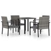 vidaXL Set da Pranzo da Giardino 5 pz in Polyrattan Grigio