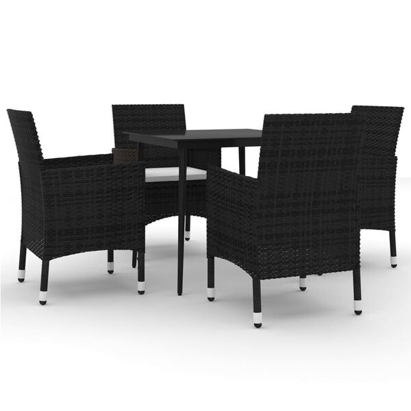 vidaXL Set da Pranzo per Giardino 5 pz con Cuscini Polyrattan e Vetro
