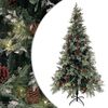 vidaXL Albero di Natale con Luci e Pigne Verde e Bianco 225cm PVC e PE