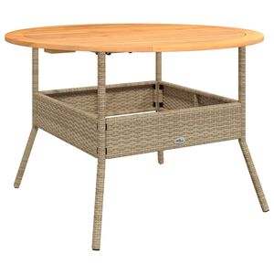 vidaXL Tavolo Giardino Piano Legno Acacia Beige &Oslash;110x71 cm Polyrattan