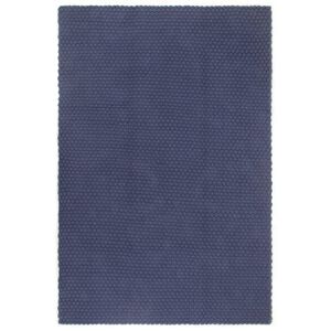 vidaXL Tappeto Rettangolare Blu Marino 160x230 cm in Cotone